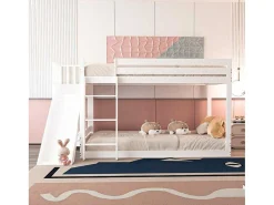 Grenen Stapelbed Met Plank En Glijbaan + Lattenbodem - 90X200Cm - Wit-ModernLuxe Sale