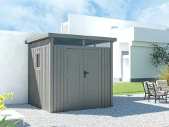 Grijs Metalen Tuinhuisje Van Gegalvaniseerd Staal 4,4 M - Rivola-EXPERTLAND Best