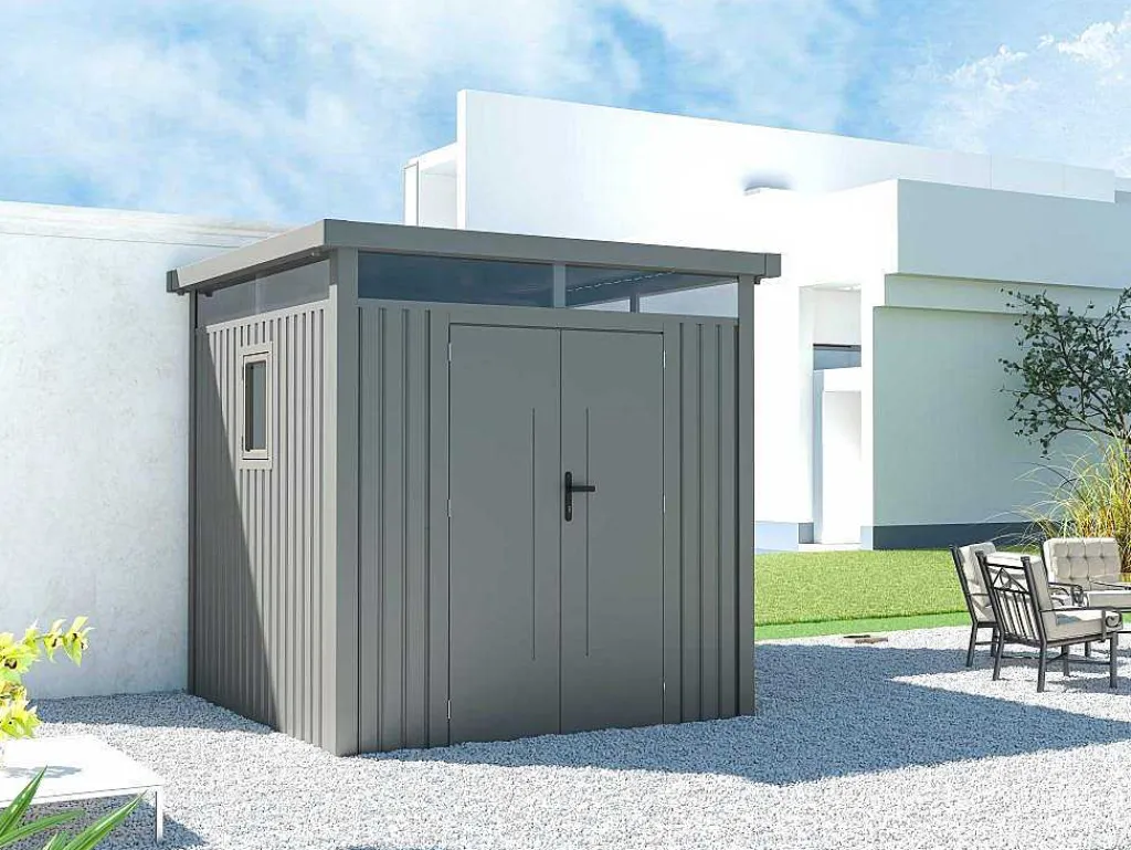 Grijs Metalen Tuinhuisje Van Gegalvaniseerd Staal 4,4 M - Rivola-EXPERTLAND Best