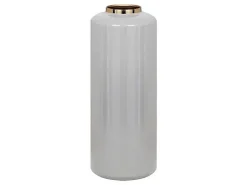 Grote Geemailleerde Metalen Vaas - D. 19 X H. 50 Cm - Grijs En Goud - Goriat-OZAIA Online