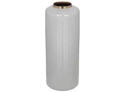 Grote Geemailleerde Metalen Vaas - D. 19 X H. 50 Cm - Grijs En Goud - Goriat-OZAIA Online
