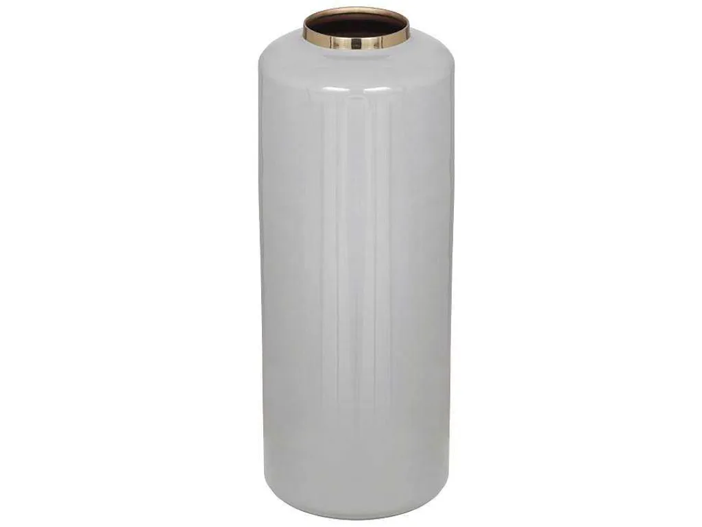Grote Geemailleerde Metalen Vaas - D. 19 X H. 50 Cm - Grijs En Goud - Goriat-OZAIA Online