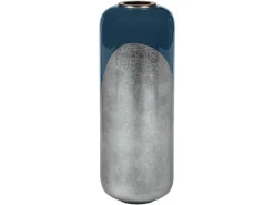 Grote Geemailleerde Metalen Vaas - D. 30 X H. 82 Cm - Zwart Met Bladzilver - Perlin-OZAIA Clearance