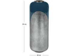 Grote Geemailleerde Metalen Vaas - D. 30 X H. 82 Cm - Zwart Met Bladzilver - Perlin-OZAIA Clearance