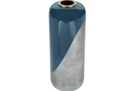 Grote Geemailleerde Metalen Vaas - D. 30 X H. 82 Cm - Zwart Met Bladzilver - Perlin-OZAIA Clearance