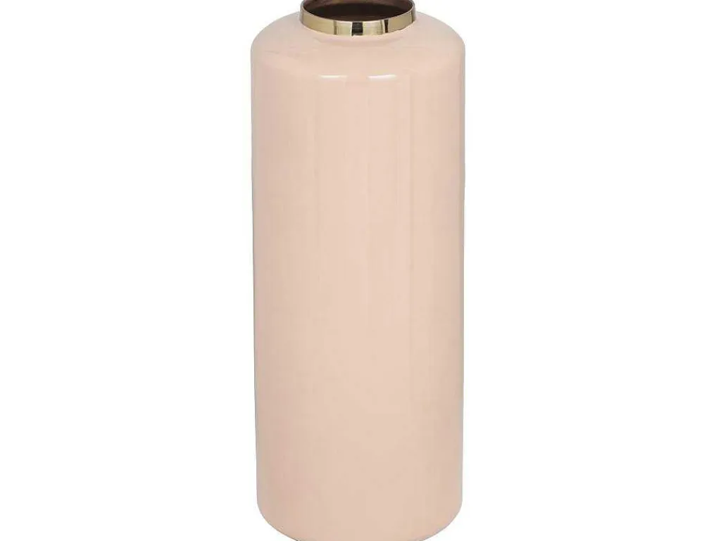 Grote Geemailleerde Metalen Vaas - D. 19 X H. 50 Cm - Beige En Goud - Goriat-OZAIA Clearance