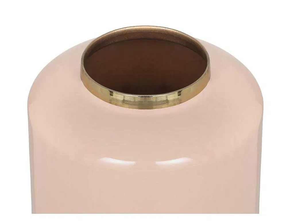 Grote Geemailleerde Metalen Vaas - D. 19 X H. 50 Cm - Beige En Goud - Goriat-OZAIA Clearance