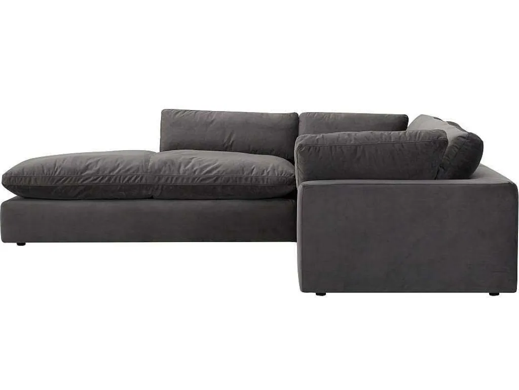 Grote Hoekbank Met Hoek Links Van Antracietgrijs Velours Amaury-Vente-unique New