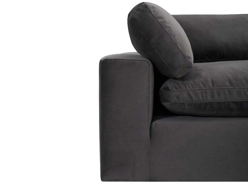 Grote Hoekbank Met Hoek Links Van Antracietgrijs Velours Amaury-Vente-unique New