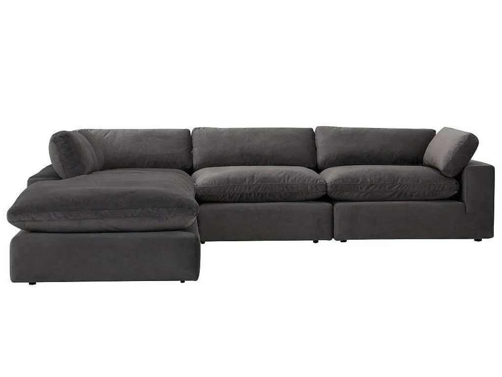 Grote Hoekbank Met Hoek Links Van Antracietgrijs Velours Amaury-Vente-unique New