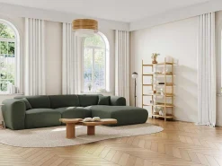 Grote Hoekbank Met Hoek Rechts Van Groene Gechineerde Stof Pogni Van Maison Cephy-Maison Céphy Outlet