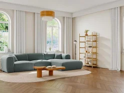 Grote Hoekbank Met Hoek Rechts Van Blauwe Stof Met Textuur Pogni Van Maison Cephy-Maison Céphy Hot