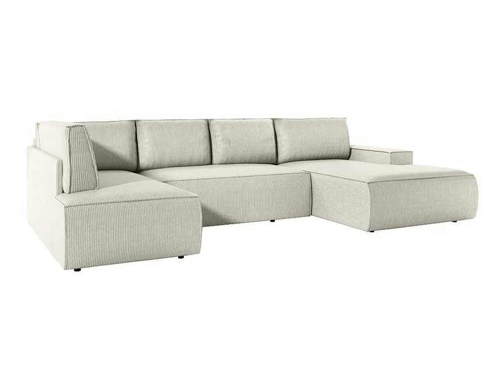 Grote Omkeerbare Hoekbank Van Beige Ribfluweel Amelia-Vente-unique Online
