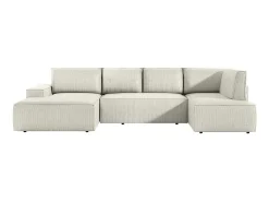 Grote Panoramische Omkeerbare Hoekslaapbank Met Hoek Links Van Beige Ribfluweel Amelia-Vente-unique Hot