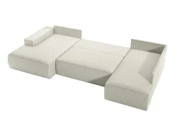 Grote Panoramische Omkeerbare Hoekslaapbank Met Hoek Links Van Beige Ribfluweel Amelia-Vente-unique Hot