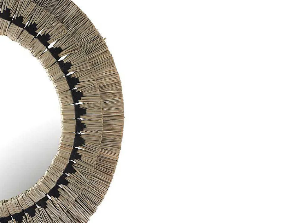 Grote Ronde Spiegel Van Mendong-Stro Chokwe - D80 Cm - Naturel-OZAIA Discount