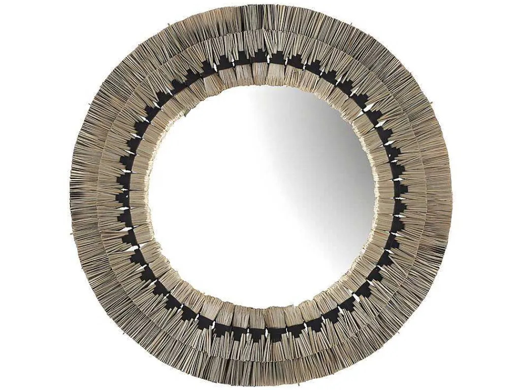 Grote Ronde Spiegel Van Mendong-Stro Chokwe - D80 Cm - Naturel-OZAIA Discount
