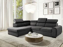 Grote Slaapbank Met Hoek Links In Antraciet Stof Larica-Vente-unique Clearance