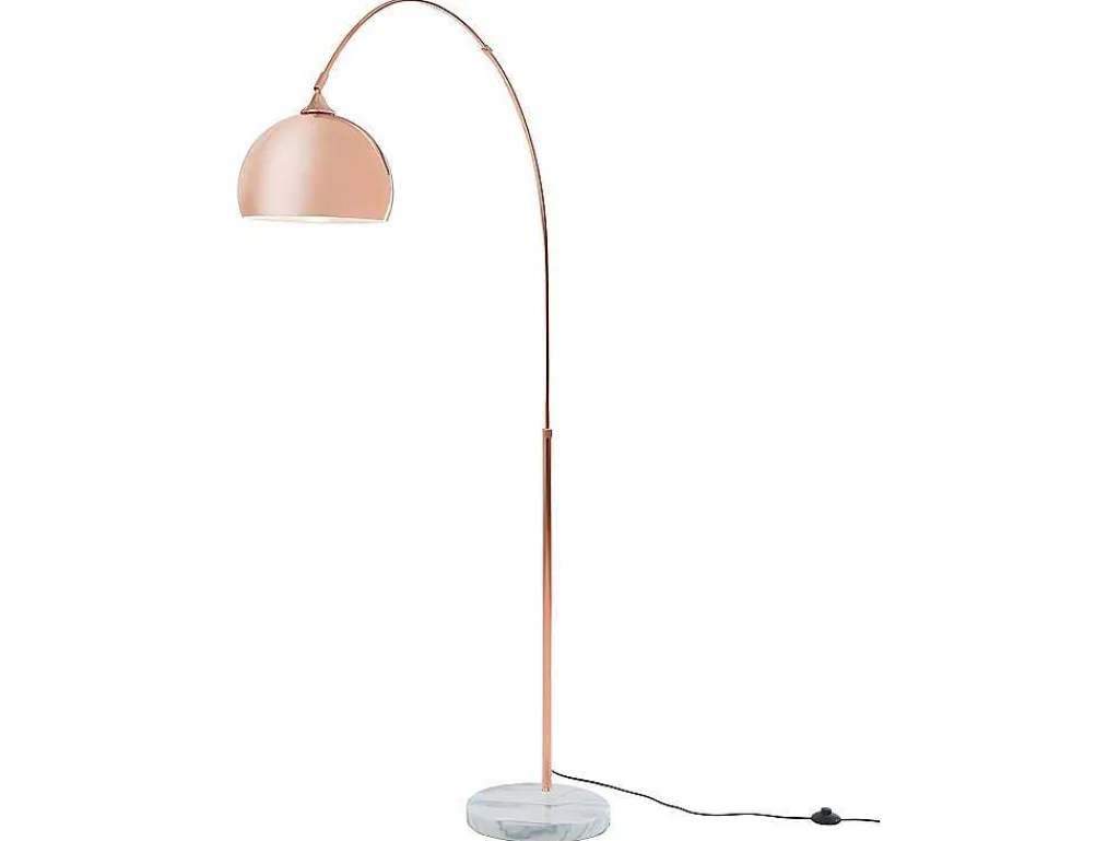 Grote Staande Lamp Met Boog Art Deco Ombrage - Metaal En Marmer - H. 180 Cm - Koperkleur-OZAIA Clearance
