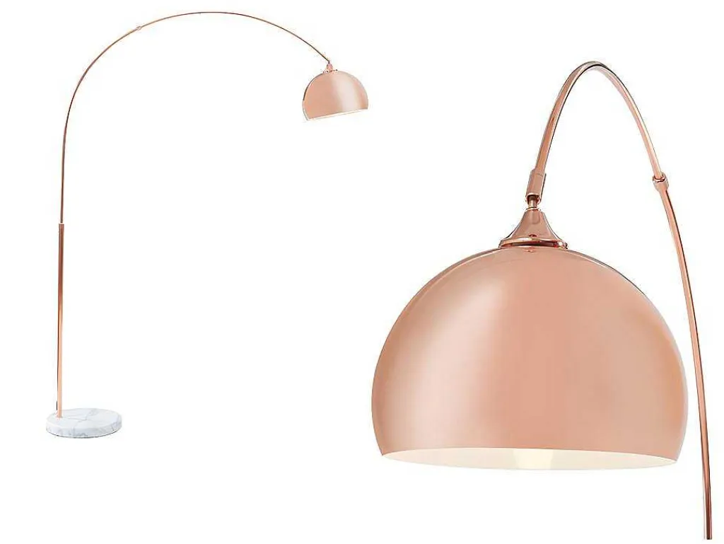 Grote Staande Lamp Met Boog Art Deco Ombrage - Metaal En Marmer - H. 180 Cm - Koperkleur-OZAIA Clearance