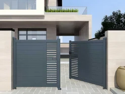 Halfopengewerkte Aluminium Elektrische Draaipoort Met Motief B300 X H164 Cm Antraciet Orist Ii-EXPERTLAND