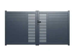 Halfopengewerkte Aluminium Elektrische Draaipoort Met Motief B300 X H164 Cm Antraciet Orist Ii-EXPERTLAND