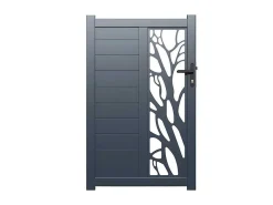 Halfopengewerkte Aluminium Draaipoort Met Motief B100 X H164 Cm Antraciet Labrit Ii-EXPERTLAND
