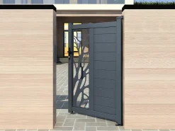 Halfopengewerkte Aluminium Draaipoort Met Motief B100 X H164 Cm Antraciet Labrit Ii-EXPERTLAND