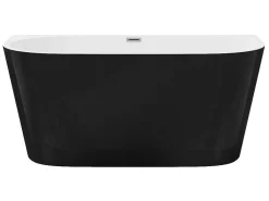 Halfvrijstaand Bad - 200 Liter - 149,5 X 75 X 58 Cm - Glanzend Zwart - Acryl - Divina-Shower & Design New