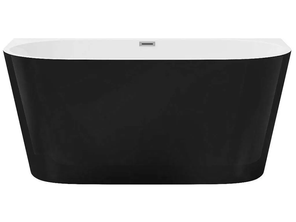 Halfvrijstaand Bad - 200 Liter - 149,5 X 75 X 58 Cm - Glanzend Zwart - Acryl - Divina-Shower & Design New