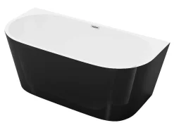 Halfvrijstaand Bad - 175 Liter - 130 X 71,5 X 58 Cm - Glanzend Zwart - Acryl - Divina-Shower & Design