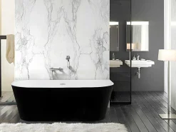 Halfvrijstaand Bad Divina -245L - 170 X 75 X 58Cm - Glanzend Zwart - Acryl - Divina-Shower & Design New