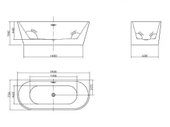 Halfvrijstaand Bad Divina -200L - 150X75X58Cm - Wit-Shower & Design Clearance