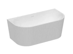 Halfvrijstaand Geribbeld Acrylbad Wit (Glanzend) 149 X 75 X 58 Cm Zelina-Shower & Design