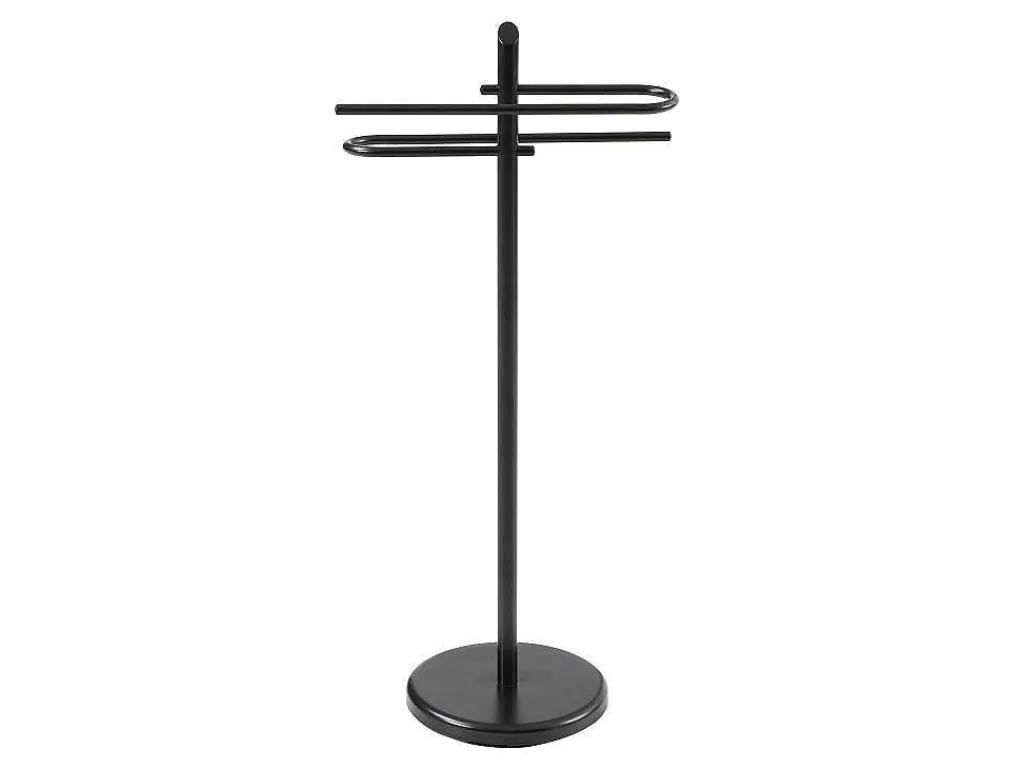 Handdoekhouder Van Zwart Metaal - 2 Stangen - Benosi-Vente-unique Outlet