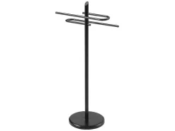 Handdoekhouder Van Zwart Metaal - 2 Stangen - Benosi-Vente-unique Outlet