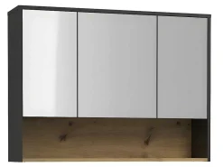 Hangend Badkamermeubel Met Dubbele Wastafel En Spiegelkast - Antraciet - 120 Cm - Yangra-Vente-unique Outlet