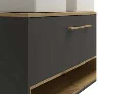Hangend Badkamermeubel Met Dubbele Wastafel En Spiegelkast - Antraciet - 120 Cm - Yangra-Vente-unique Outlet