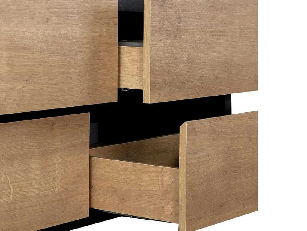 Hangend Badkamermeubel Met Inbouwwastafel - Lichte Naturel En Zwart - 120 Cm - Lannick-Vente-unique Best