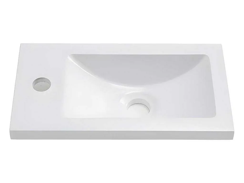 Hangend Badkamermeubel Met Ingebouwde Wastafel - 1 Deur En 1 Open Metalen Plank - Wit (Kraan Niet Inbegrepen)-ModernLuxe