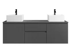 Hangend Badkamermeubel Met Dubbele Wastafel - Grijs - 150 Cm - Jimena Ii-Vente-unique New