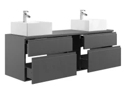 Hangend Badkamermeubel Met Dubbele Wastafel En Spiegels - Grijs - 150 Cm - Magdalena Ii-Vente-unique Sale