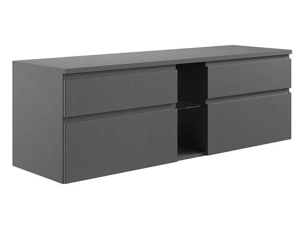 Hangend Badkamermeubel Met Dubbele Wastafel En Spiegels - Grijs - 150 Cm - Magdalena Ii-Vente-unique Sale