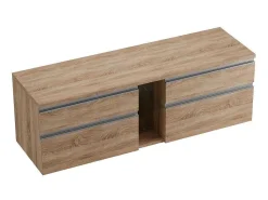 Hangend Badkamermeubel Met Dubbele Wastafel En Spiegels - Natuurlijke Lichte Kleur - 150 Cm - Magdalena Ii-Vente-unique New