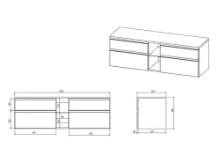 Hangend Badkamermeubel Met Dubbele Wastafel - Grijs - 150 Cm - Magdalena Ii-Vente-unique Online