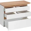 Hangend Badkamermeubel Met Wastafel, Zuil En Spiegelkast - Naturel En Wit - 94 Cm - Anid-Vente-unique Discount