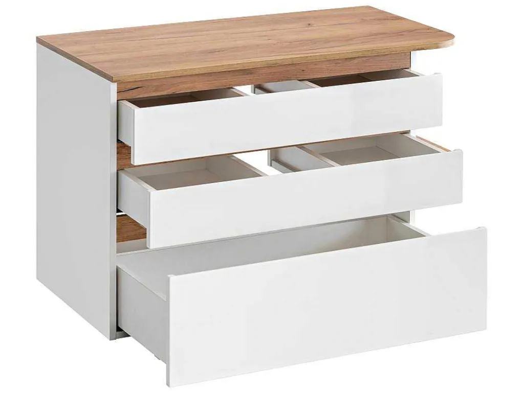Hangend Badkamermeubel Met Wastafel, Zuil En Spiegelkast - Naturel En Wit - 94 Cm - Anid-Vente-unique Discount