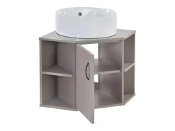 Hangend Badkamermeubel Met Keramische Wastafel - Marmeren Bladen - Lichtpaars (Kraan Niet Inbegrepen)-ModernLuxe Hot