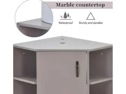Hangend Badkamermeubel Met Keramische Wastafel - Marmeren Bladen - Lichtpaars (Kraan Niet Inbegrepen)-ModernLuxe Hot