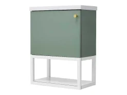 Hangend Badkamermeubel Met Ingebouwde Wastafel - 1 Deur En 1 Open Metalen Plank - Lichtgroen (Kraan Niet Inbegrepen)-ModernLuxe Discount